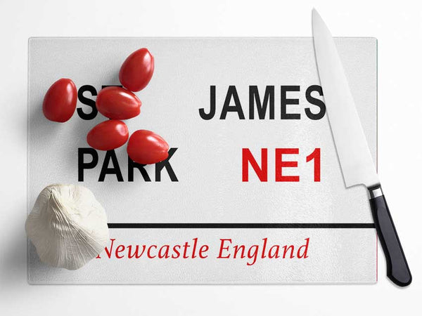 St James Park Signs Glass Chopping Board