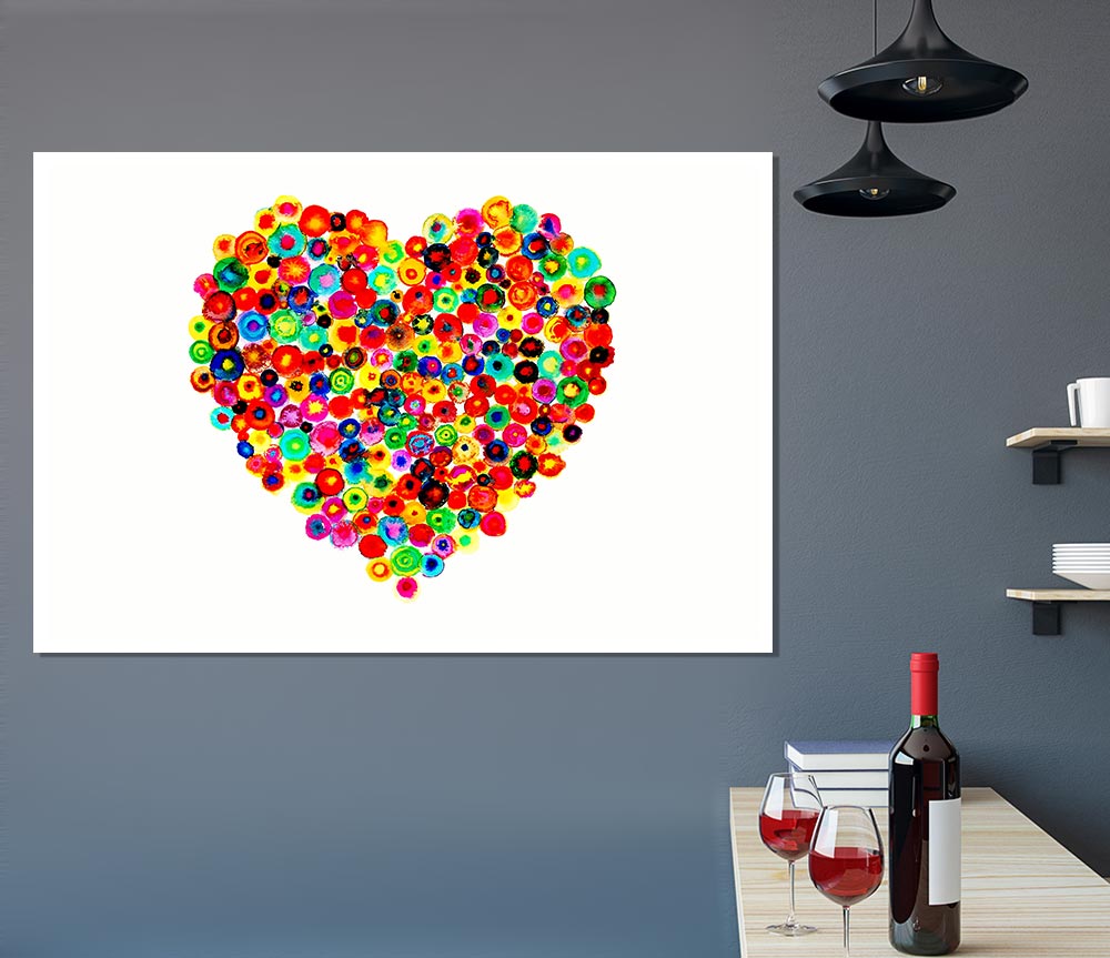 Colourful Heart Print Poster Wall Art