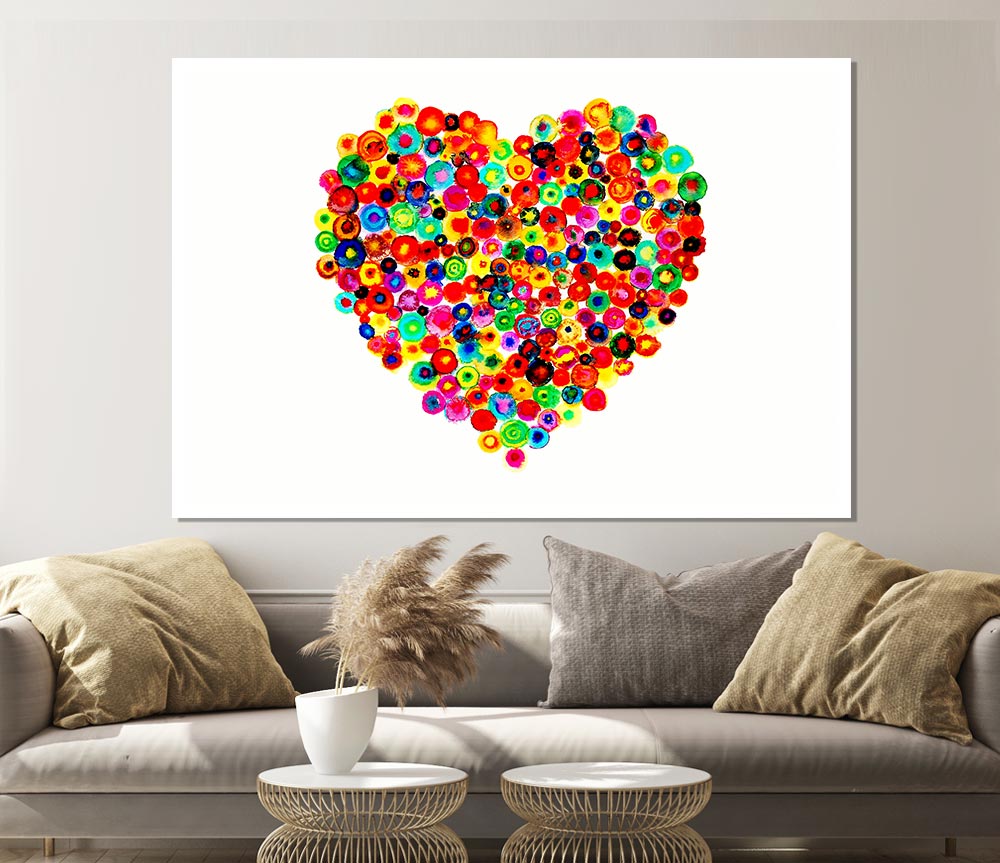 Colourful Heart Print Poster Wall Art