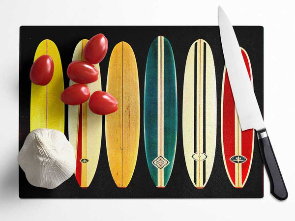 Surfboards At The Ready Glass Chopping Board