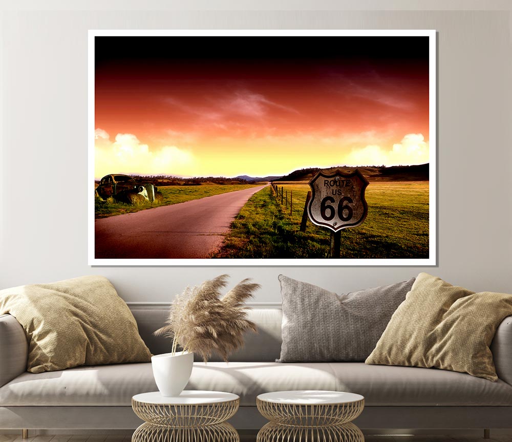 Drive Route 66 Print Poster Wall Art