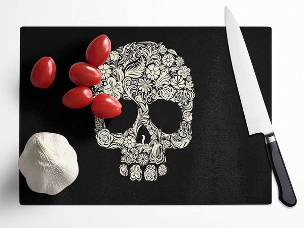 Skulls Floral Glass Chopping Board