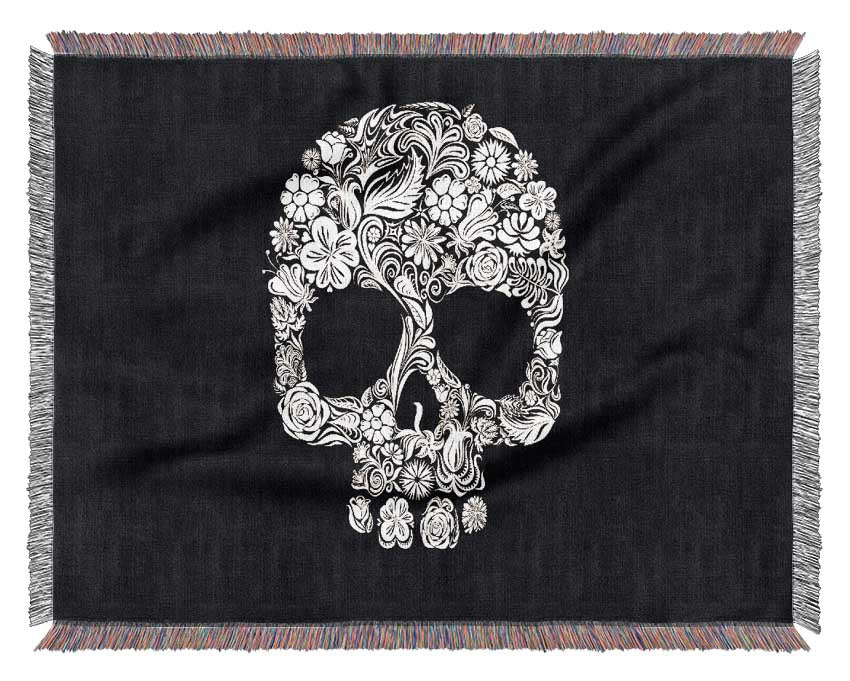 Skulls Floral Woven Blanket