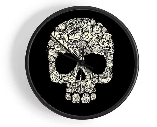 Skulls Floral Clock - Wallart-Direct UK