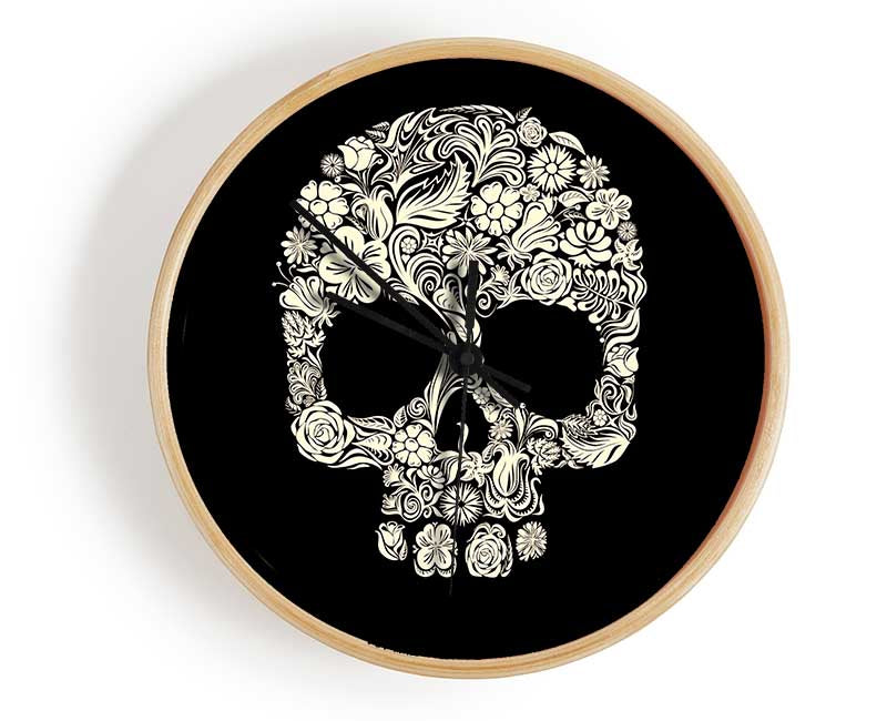 Skulls Floral Clock - Wallart-Direct UK