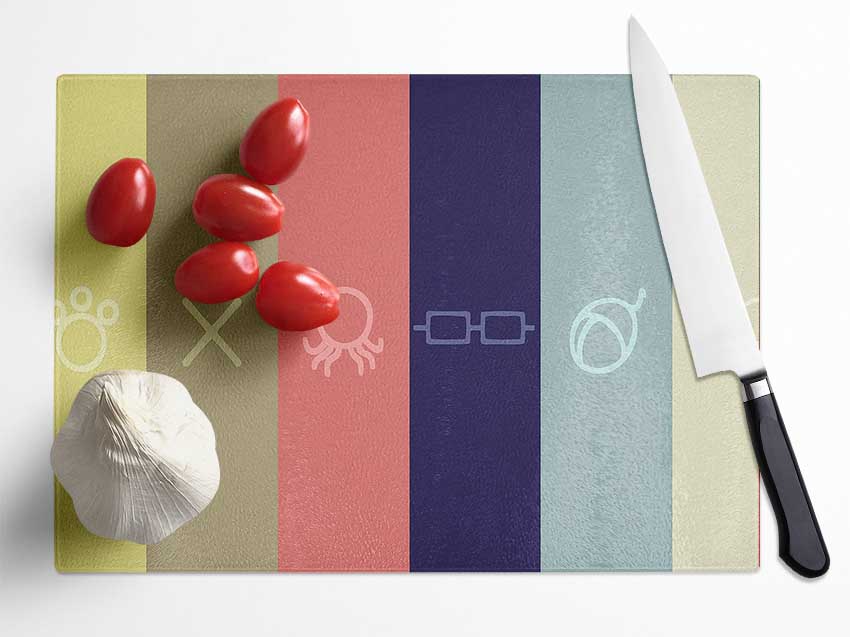 Symbols Glass Chopping Board