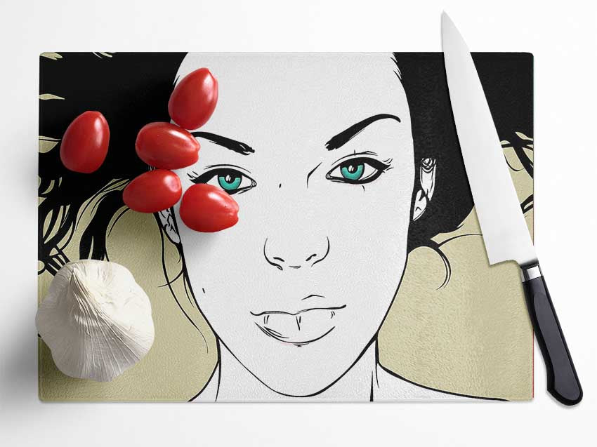 Green Eyed Babe Glass Chopping Board