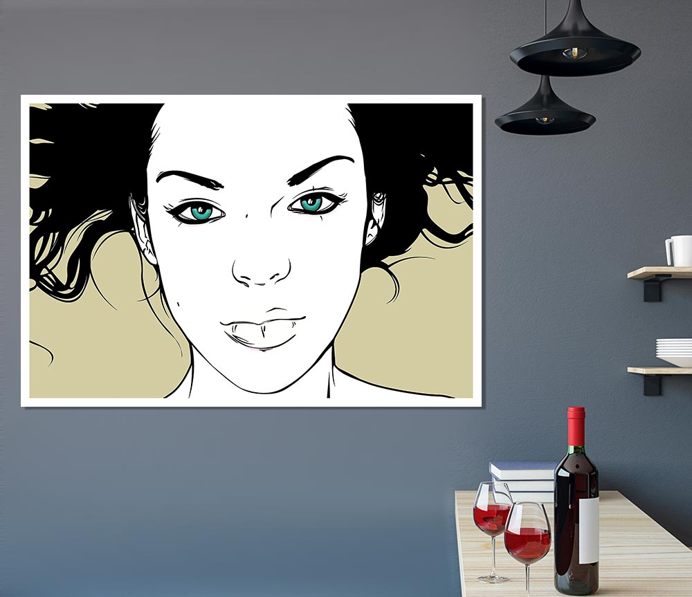 Green Eyed Babe Print Poster Wall Art