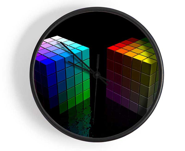 Colourful Cubes Black Clock - Wallart-Direct UK