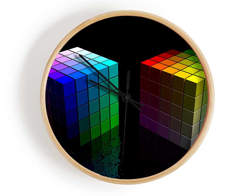 Colourful Cubes Black Clock - Wallart-Direct UK