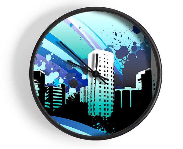 Blue City Clock - Wallart-Direct UK