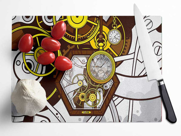 Clocks Glass Chopping Board