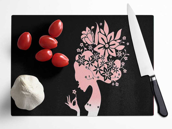 The Flower Girl Black Glass Chopping Board