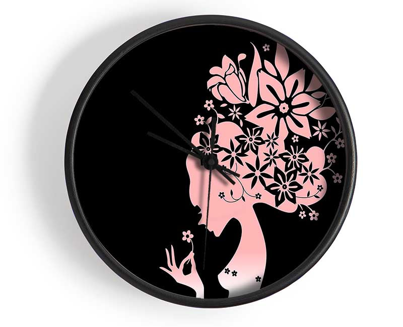 The Flower Girl Black Clock - Wallart-Direct UK