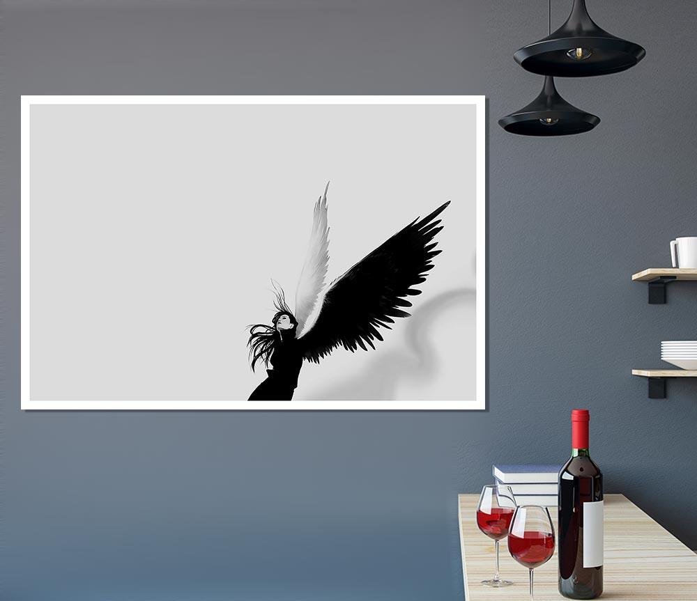 Black And White Angel Print Poster Wall Art