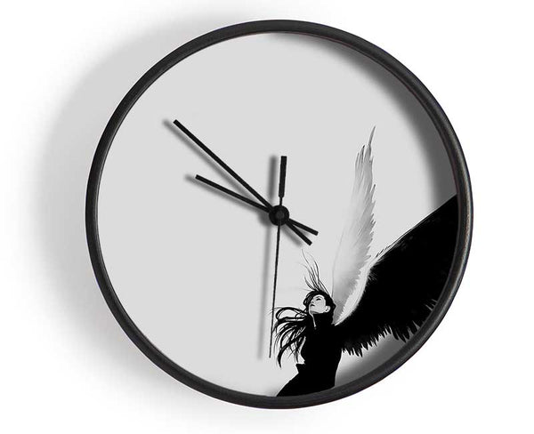 Black And White Angel Clock - Wallart-Direct UK