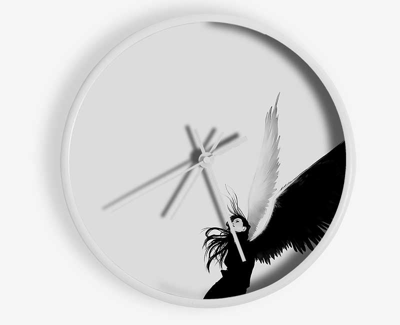 Black And White Angel Clock - Wallart-Direct UK