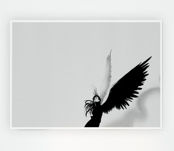 Black And White Angel Print Poster Wall Art