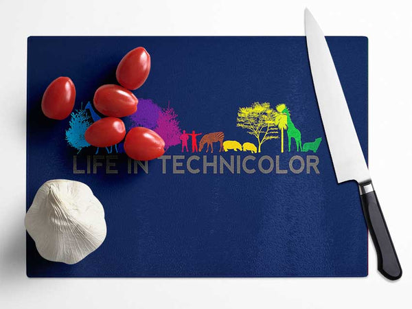 Life In Technicolor Glass Chopping Board