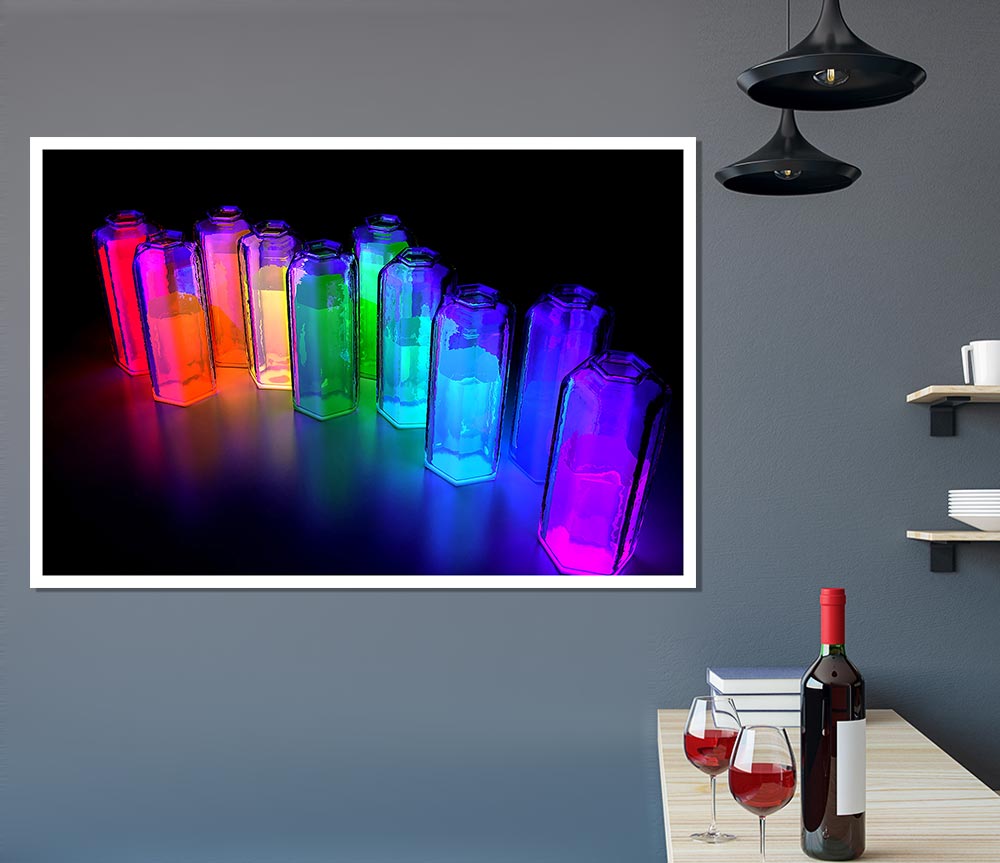 Colorful 3D Bottles Print Poster Wall Art