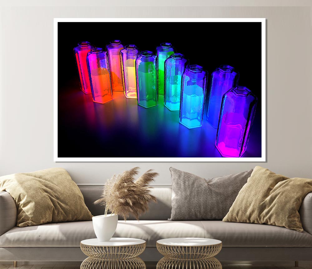 Colorful 3D Bottles Print Poster Wall Art