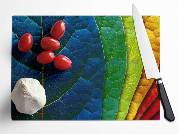 Colourful Leaves Glass Chopping Board