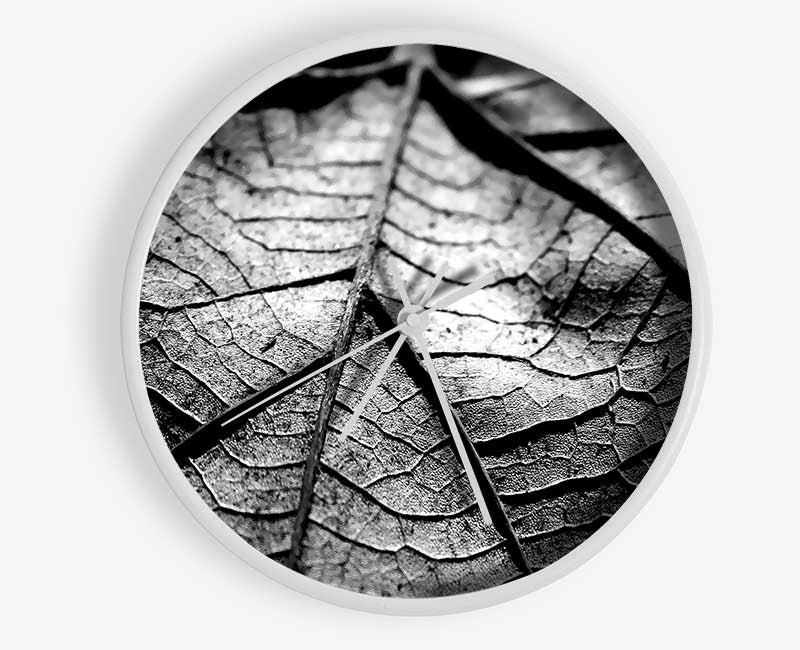 Dry Leaf Black And White Clock - Wallart-Direct UK