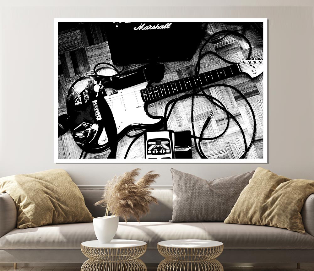 Guitar Setting Print Poster Wall Art