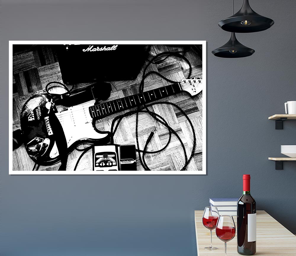 Guitar Setting Print Poster Wall Art