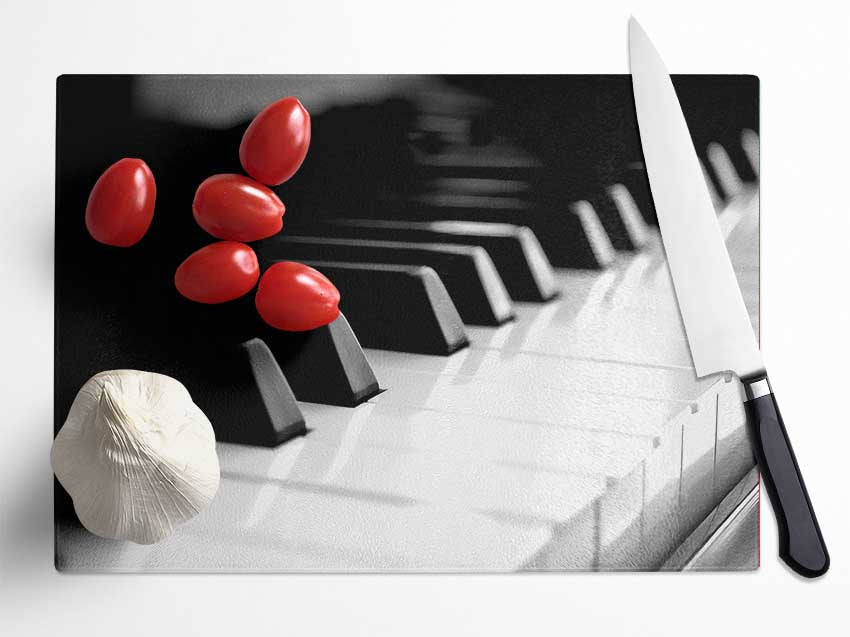 Piano Keyboard Glass Chopping Board