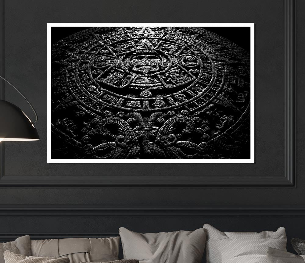 Aztec Calendar Print Poster Wall Art