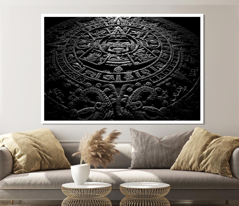 Aztec Calendar Print Poster Wall Art