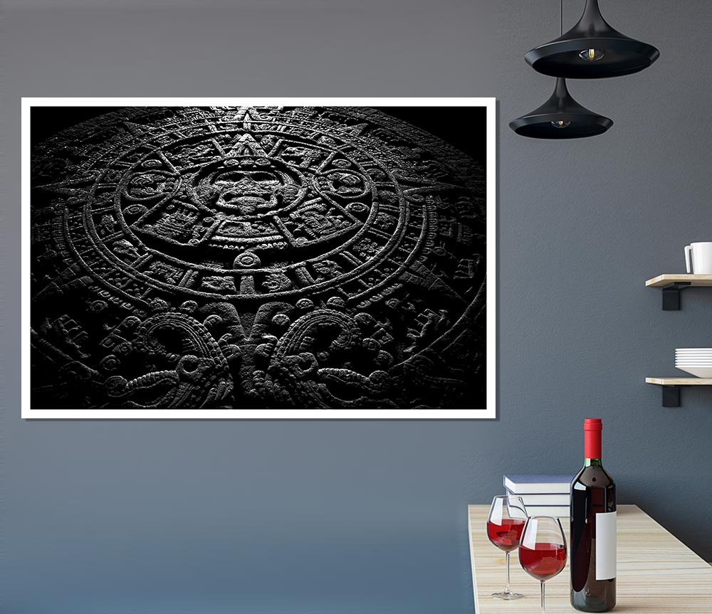 Aztec Calendar Print Poster Wall Art