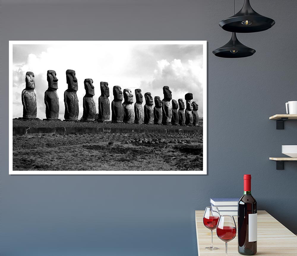 Easter Island Statues Print Poster Wall Art