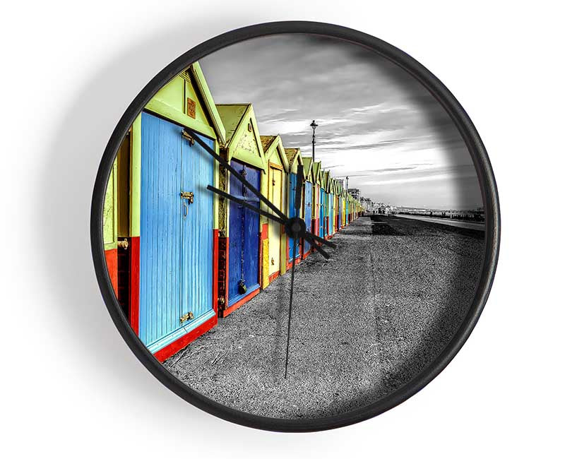 Rainbow Of Huts Clock - Wallart-Direct UK