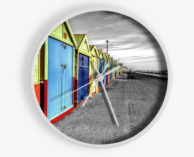 Rainbow Of Huts Clock - Wallart-Direct UK