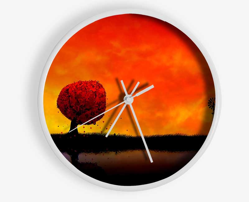 Autumn Sunset Clock - Wallart-Direct UK