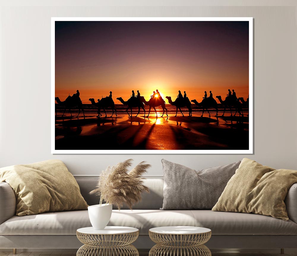 Camel Caravan Print Poster Wall Art