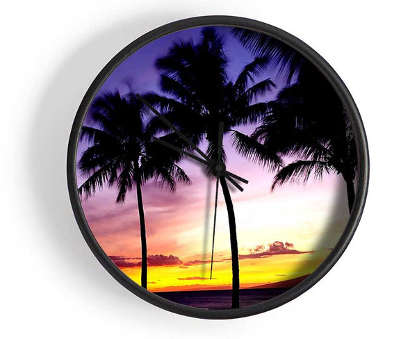 Palm Trees Sunset Clock - Wallart-Direct UK