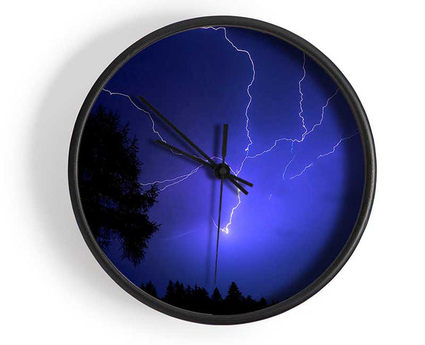 Night Lightning Blue Clock - Wallart-Direct UK