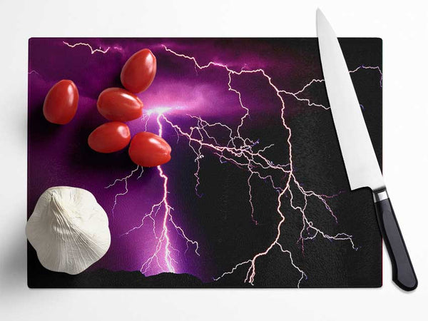 Lightning Storm Glass Chopping Board