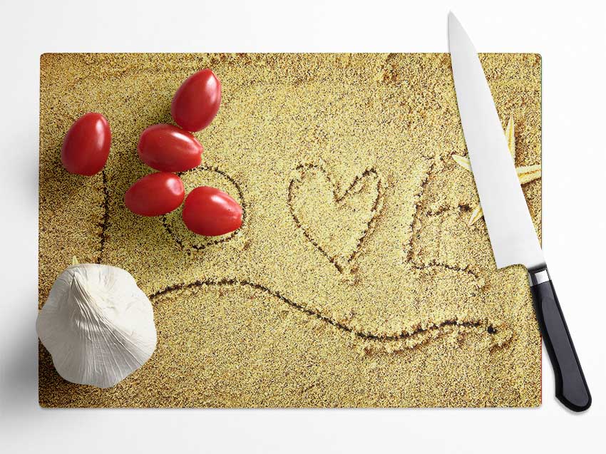 Love Message In The Sand Glass Chopping Board