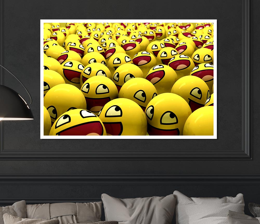 Funny Smileys Print Poster Wall Art