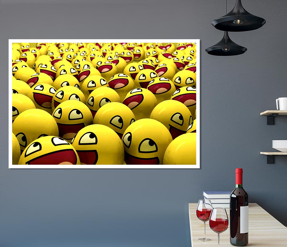 Funny Smileys Print Poster Wall Art