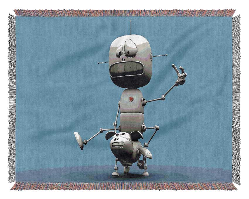 Funny Robots Woven Blanket