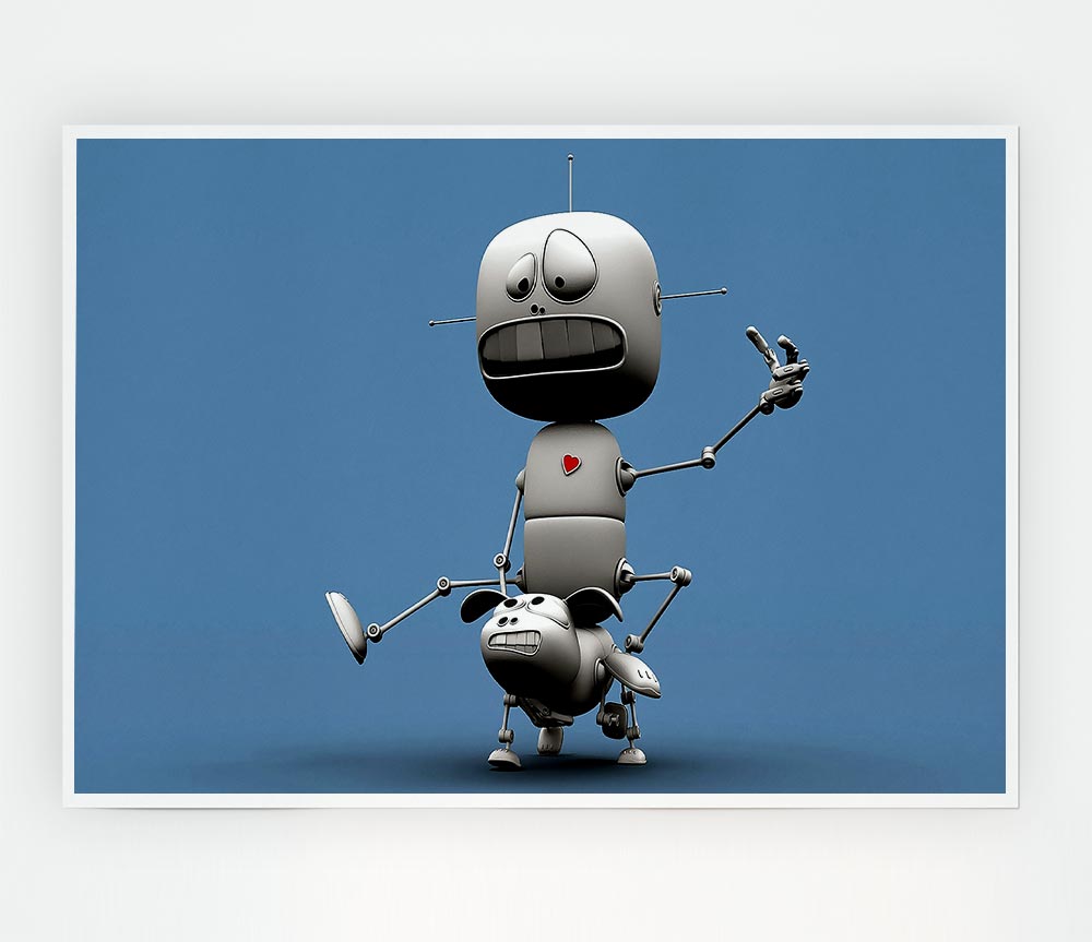 Funny Robots Print Poster Wall Art