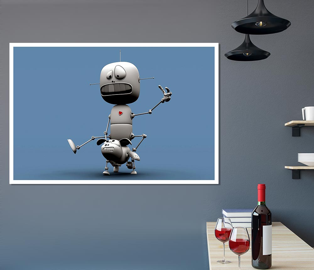 Funny Robots Print Poster Wall Art