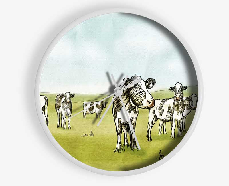 Cows Drawing Clock - Wallart-Direct UK