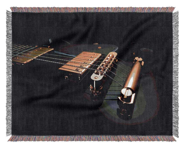 Black Guitar Woven Blanket