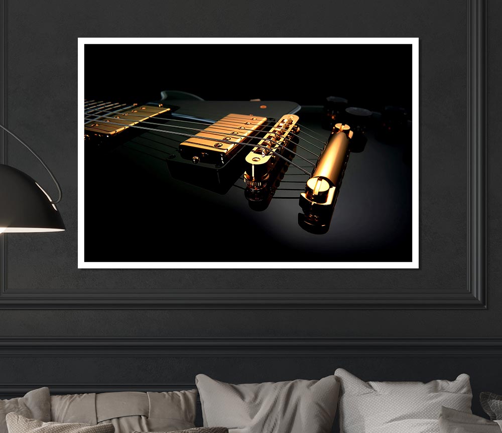 Black Guitar Print Poster Wall Art